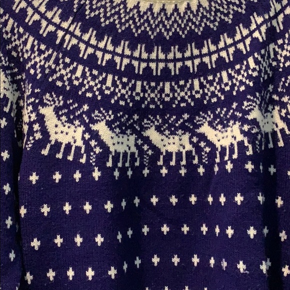 π’ Ugly Christmas Reindeer Moose Sweater M Blue cream - Picture 2 of 5